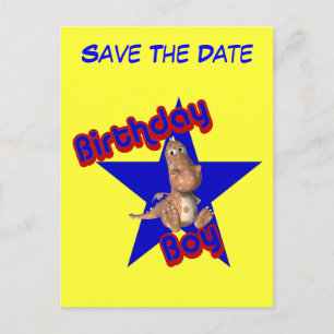 Save the Date Geburtstag Boy Dinosaur Funny Postca Ankündigungspostkarte