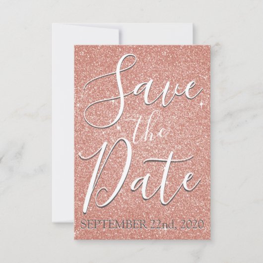Save the Date Geburtstag Rose Gold Pink Glitzer (Vorderseite)