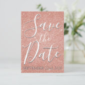 Save the Date Geburtstag Rose Gold Pink Glitzer (Stehend Vorderseite)