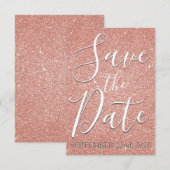 Save the Date Geburtstag Rose Gold Pink Glitzer (Vorne/Hinten)