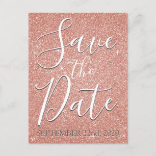 Save the Date Geburtstag Rose Gold Pink Glitzer Ankündigungspostkarte