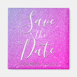 Save the Date Geburtstags-lila Glitzer-Schein Magnet
