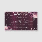 Save the Date Geburtstagsburgunder Blumenmagnet Magnetkarte (Vorderseite)