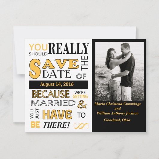 Save the Date (gelb) Ankündigung (Vorderseite)