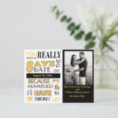 Save the Date (gelb) Ankündigung (Stehend Vorderseite)