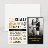 Save the Date (gelb) Ankündigung (Vorne/Hinten)