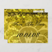 Save the Date - Gelb und grün Ankündigungspostkarte (Vorne/Hinten)