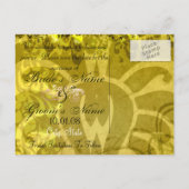 Save the Date - Gelb und grün Ankündigungspostkarte (Rückseite)