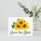 Save the Date Gelbblütenblume Verlobung Postkarte (Stehend Vorderseite)