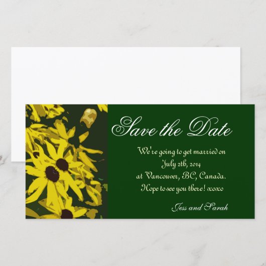 Save the Date, gelbe Blume Date (Vorne/Hinten)
