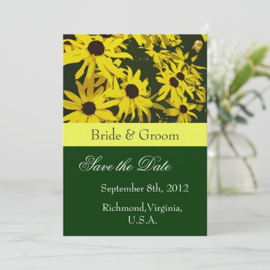 Save the Date, gelbe Blume Date (Stehend Vorderseite)