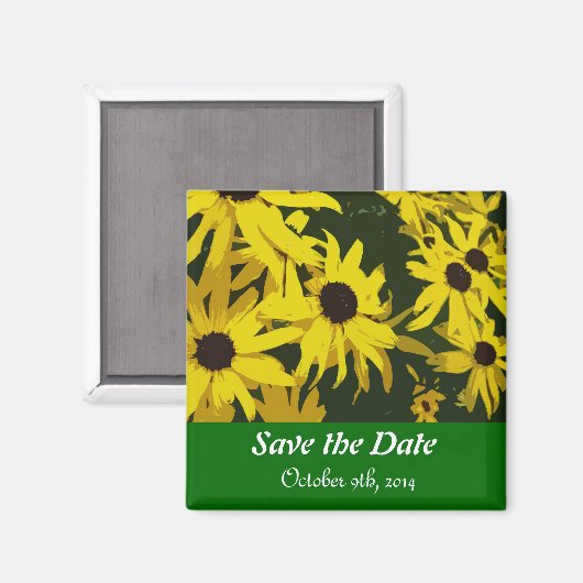 Save the Date, gelbe Blume. Magnet (Vorderseite/Rückseite)