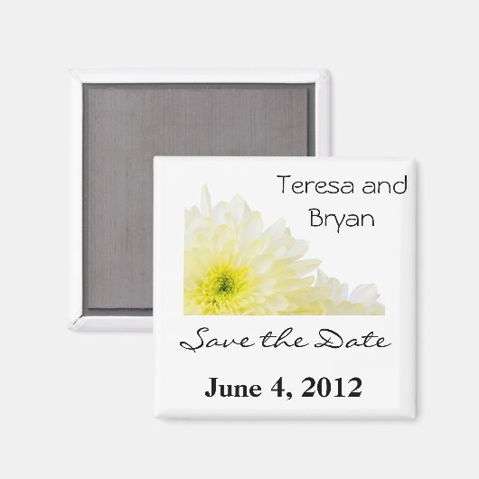 Save the Date gelbe Blume Magnet (Vorderseite/Rückseite)