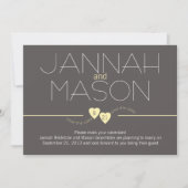 Save the Date Gelbe Herzen (Vorderseite)