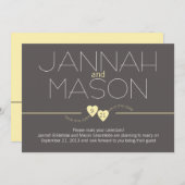 Save the Date Gelbe Herzen (Vorne/Hinten)