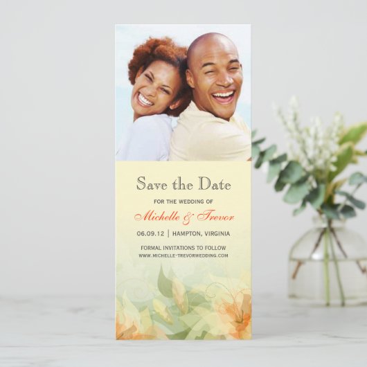 Save the Date - Gelbe Mandarine Blumenkohl Foto (Stehend Vorderseite)