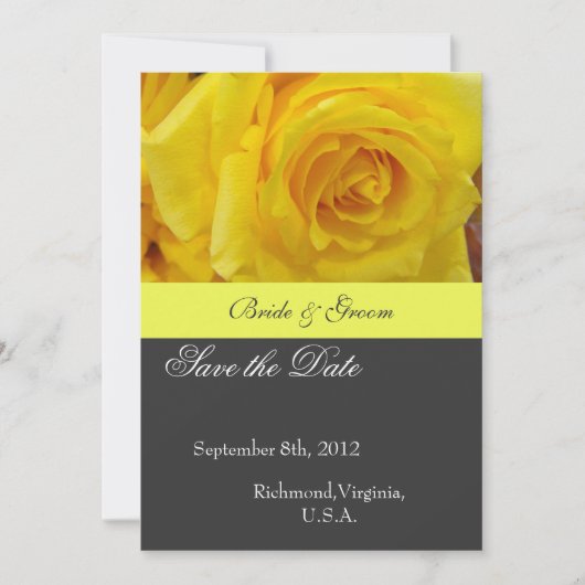Save the Date, gelbe Rose-Blume Date (Vorderseite)