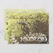 Save the Date Gelbe und braune Herzen Ankündigungspostkarte (Vorne/Hinten)