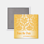 Save the Date gelber Damast Magnet (Vorderseite/Rückseite)