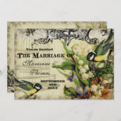 Save the Date, gelber Vogelkäfig, floralwirbel Save The Date (Vorne/Hinten)