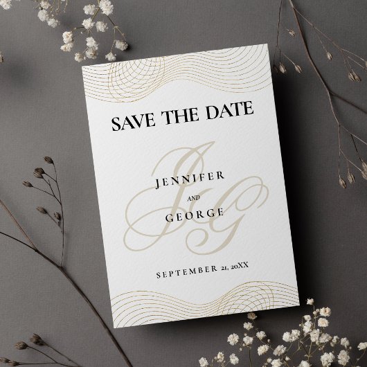 Save the Date geometrisches Weißgold