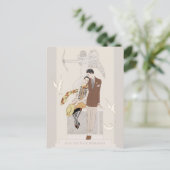 Save the Date George Barbier Liebe Paar CC1224 Postkarte (Stehend Vorderseite)