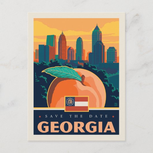 Save The Date | Georgia Einladungspostkarte (Vorderseite)