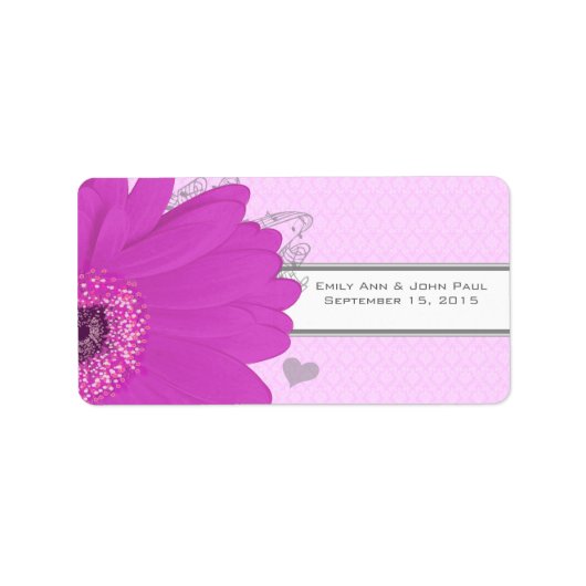 Save the Date Gerber Daisy Musical Notes and Heart Adressaufkleber (Vorne)