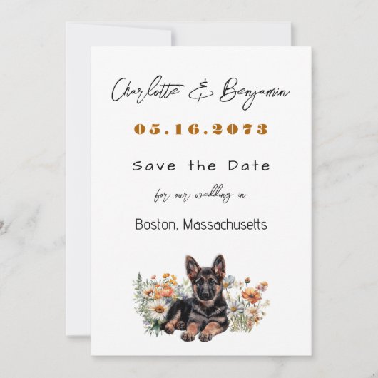 Save the Date German Shepherd Dog Wedding (Vorderseite)