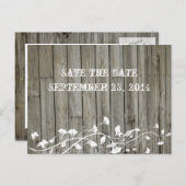 Save the Date geschliffenes Holz Ankündigungspostkarte (Vorne/Hinten)