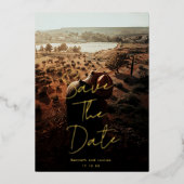 Save the Date geschriebenes Foto für den benutzerd Folieneinladung (Vorderseite)