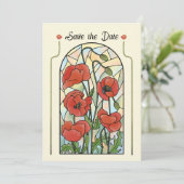 Save the Date gestanzte Glass Poppies Einladung (Stehend Vorderseite)
