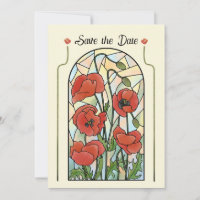 Save the Date gestanzte Glass Poppies
