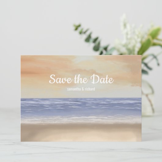 Save the Date gestrichene Strandlandschaft (Stehend Vorderseite)
