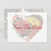 "Save the Date" gezackte Edge Heart Bouquet Templa Postkarte (Vorne/Hinten)