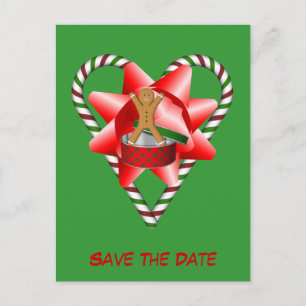 Save the Date Gingerbrei Cookie Man Holiday Ankündigungspostkarte