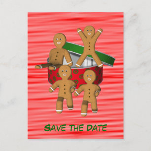 Save the Date Gingerbrei Men Holiday Postkarte