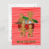 Save the Date Gingerbrei Men Holiday Postkarte (Vorne/Hinten)