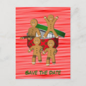 Save the Date Gingerbrei Men Holiday Postkarte (Vorderseite)