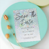 Save the Date Glam Holographic Glitzer Moderner