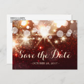 Save the Date - Glamour Gold Glitzer Glitzern Ankündigungspostkarte (Vorne/Hinten)