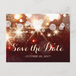 Save the Date - Glamour Gold Glitzer Glitzern Ankündigungspostkarte