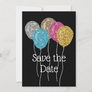 Save The Date Glitter Geburtstagsfeier