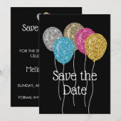 Save The Date Glitter Geburtstagsfeier (Vorne/Hinten)