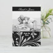 Save the Date Glitzer Blätter laden Silver Elegant (Stehend Vorderseite)
