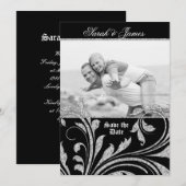 Save the Date Glitzer Blätter laden Silver Elegant (Vorne/Hinten)