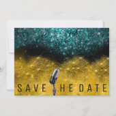 Save the Date Glitzer Gold Aquamarines Mikrofon (Vorderseite)