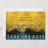 Save the Date Glitzer Gold Aquamarines Mikrofon (Rückseite)