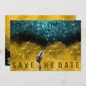 Save the Date Glitzer Gold Aquamarines Mikrofon (Vorne/Hinten)