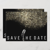 Save the Date Glitzer Gold Sepia Schwarzes Mikrofo (Vorne/Hinten)